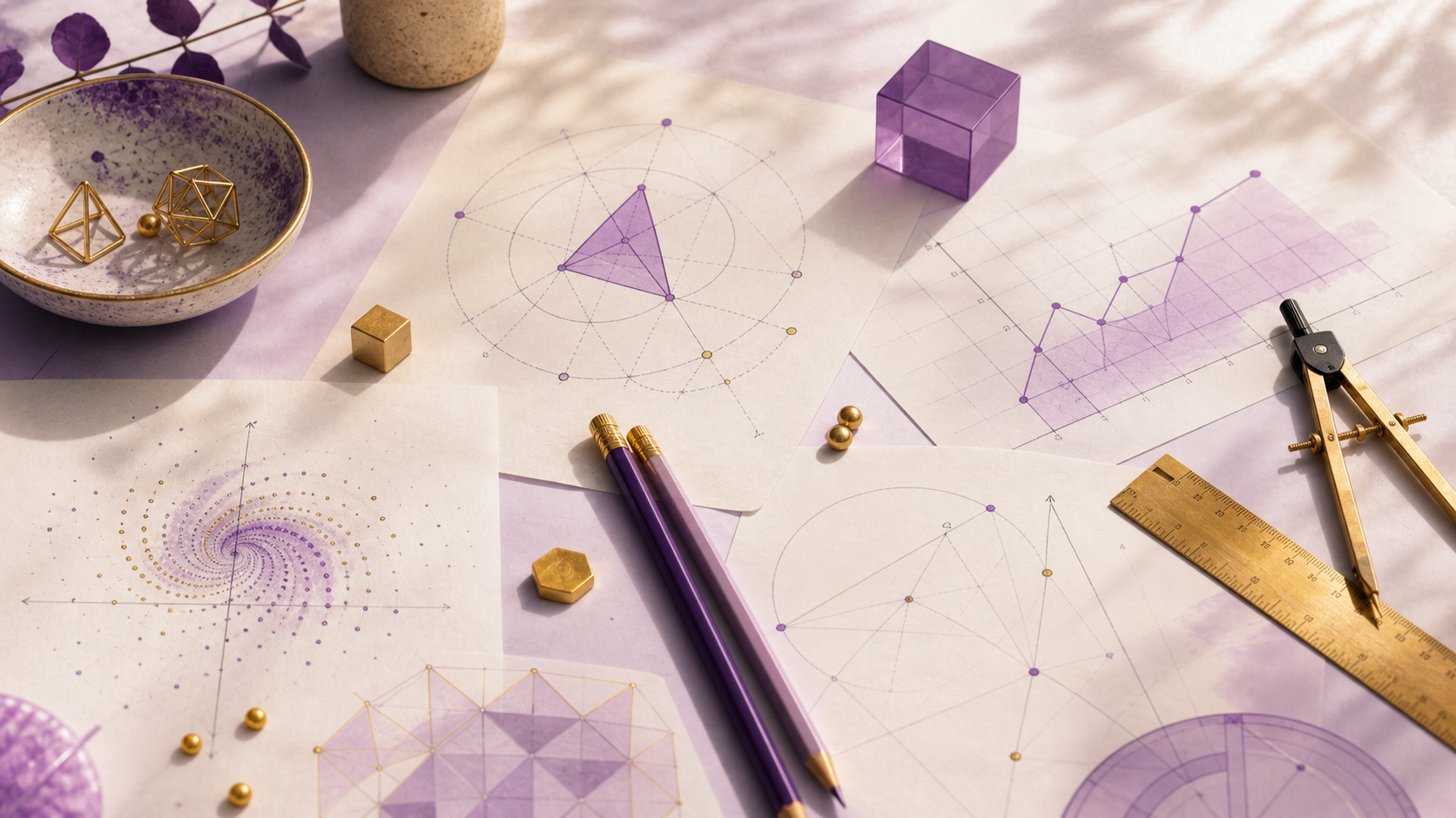 Mathematics diagrams, geometry tools, and pattern explorations