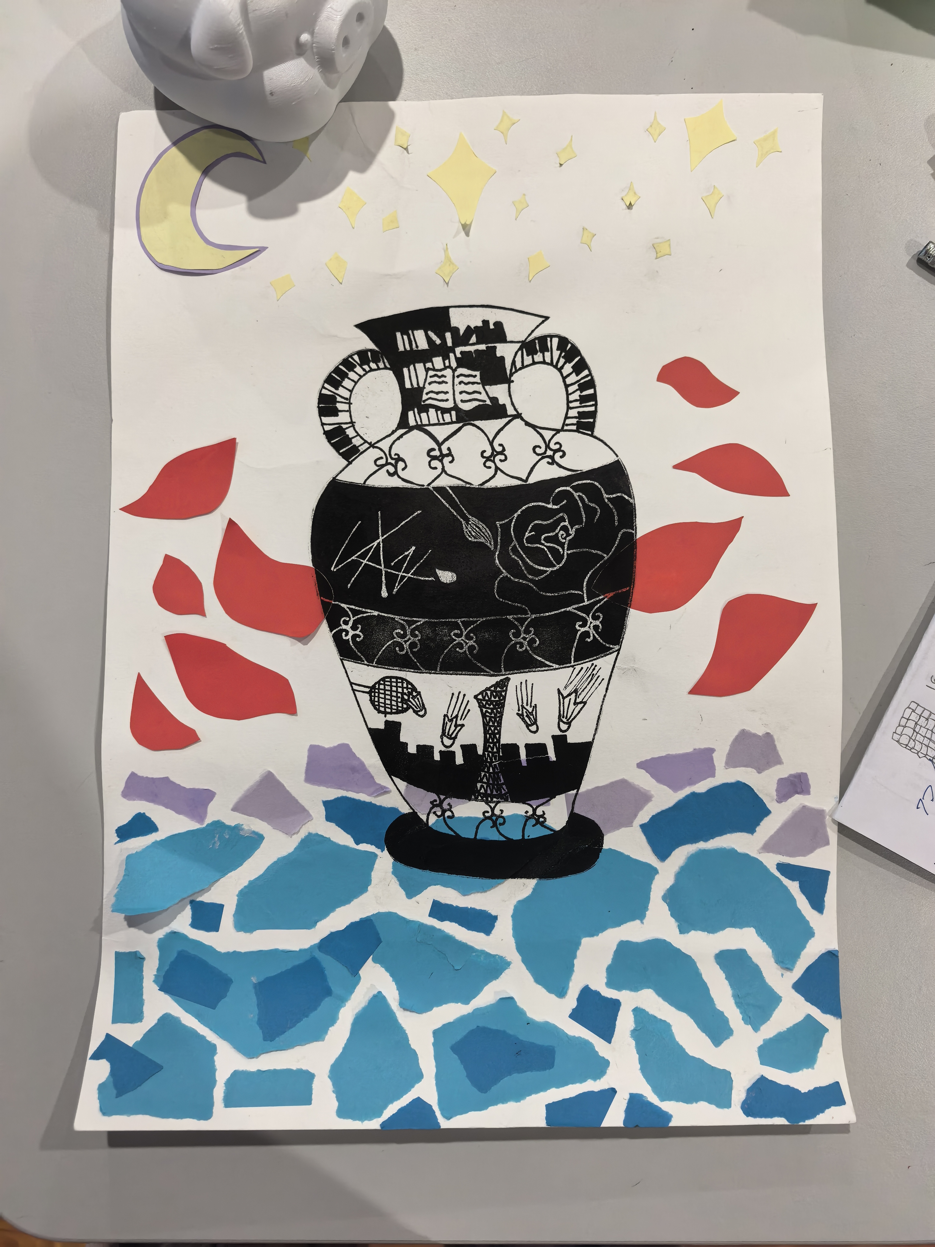 Original hand-drawn vase artwork